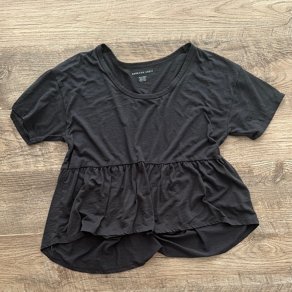 American Eagle Outfitters Black Peplum T-Shirt